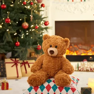Brown teddy bear plush Christmas gift