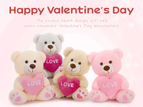 Love heart teddy bear plush set for Valentine’s Day